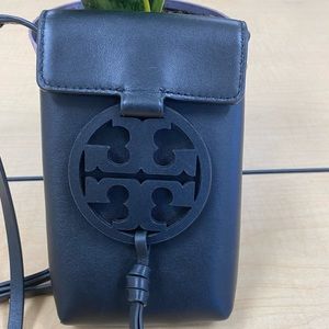 Tori Burch Miller Leather Phone Crossbody Bag-Black Like new condition